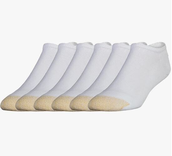 GoldToe Men’s White Cotton No Show Athletic Sock 6 Pair Shoe Size 6-12.5