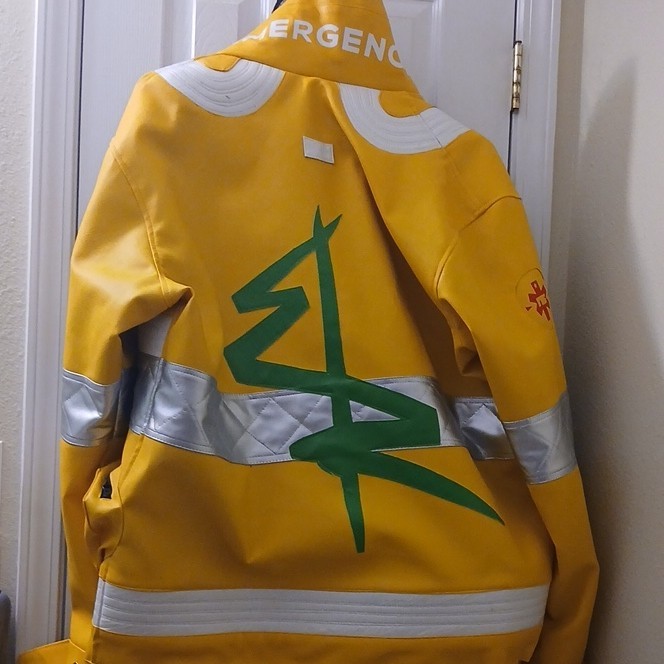 Cyberpunk Leather Jacketer Men’s Yellow Reflective Stripe Full Zip Jacket 3XL