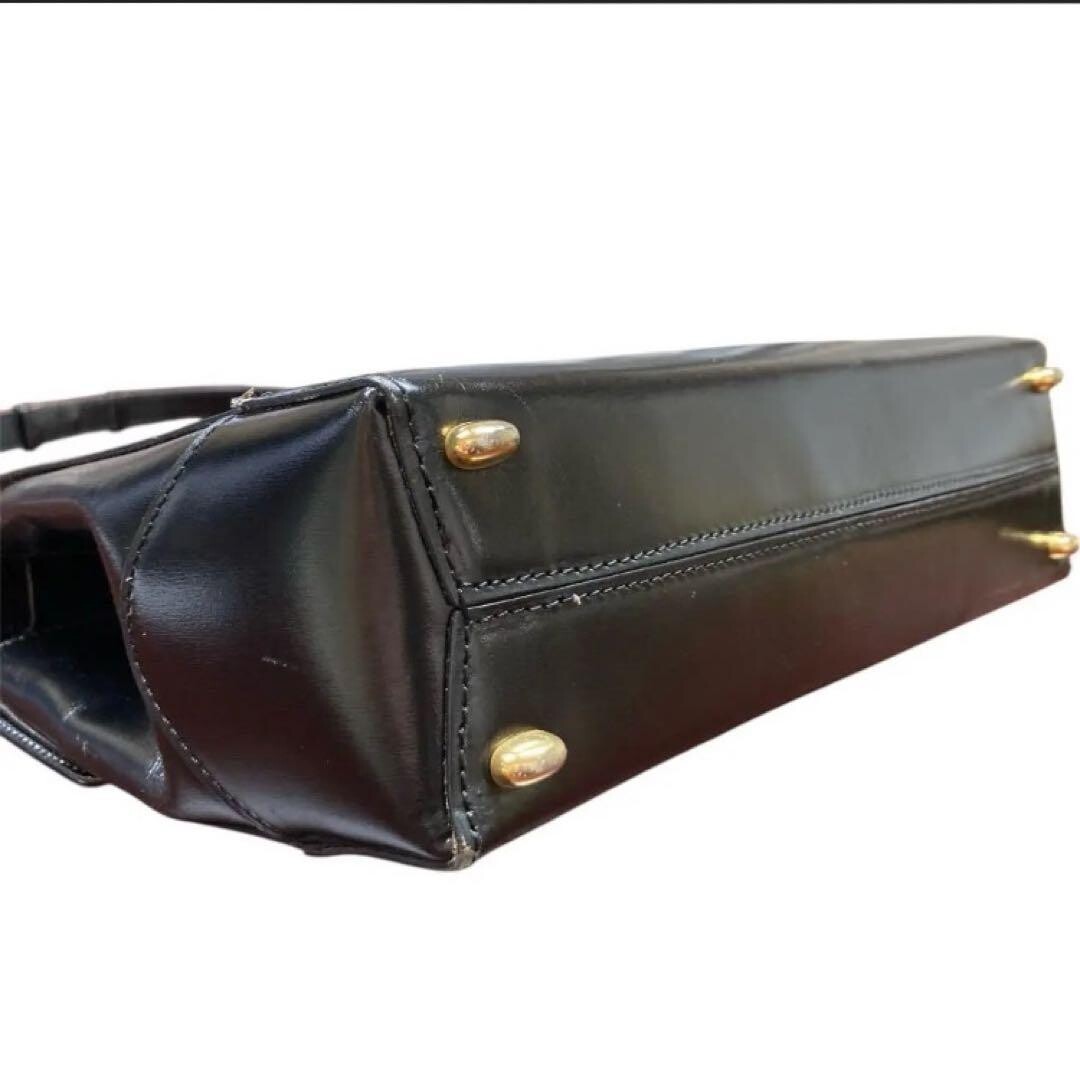 CELINE Shoulder Bag Leather Black Vintage Authentic From Japan