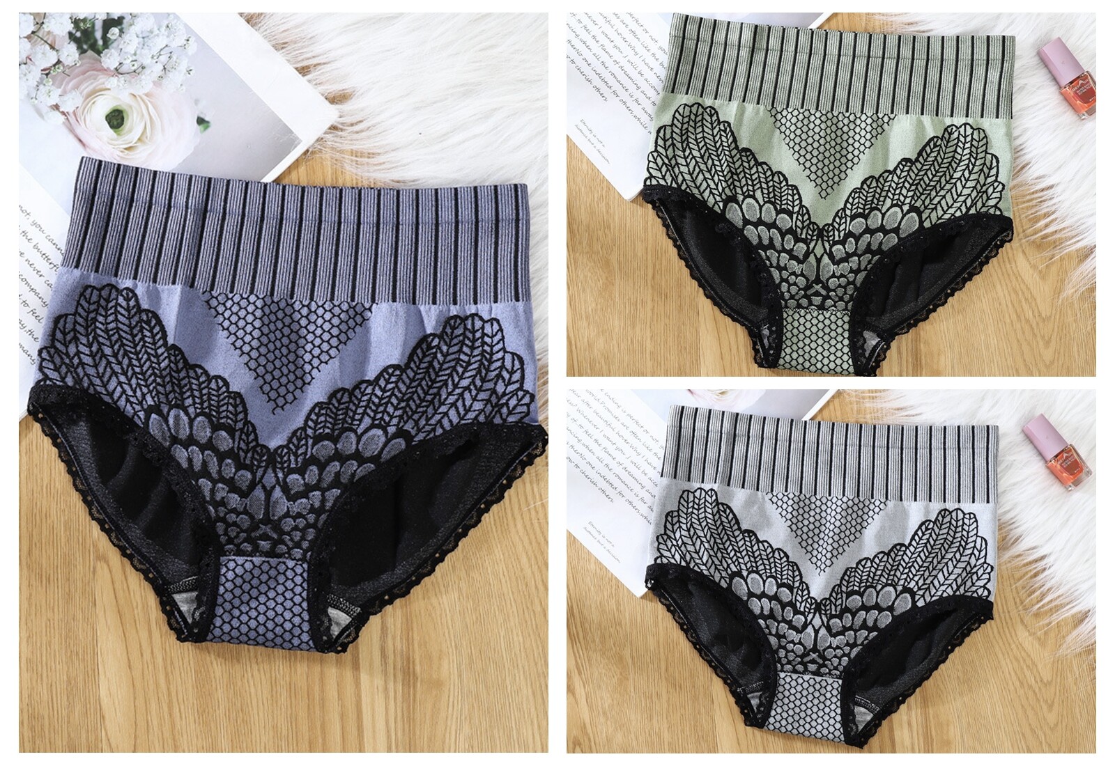 4 7P Women High-Waist Panties Hip Pants Soft Sexy Body Shaping Pants Leggings US