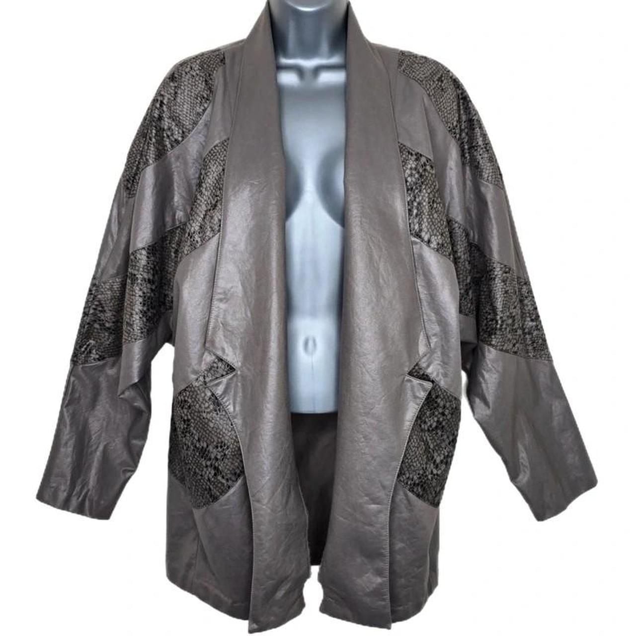 Marie St. Monet Metallic Taupe Oversized Snakeskin Draped Jacket