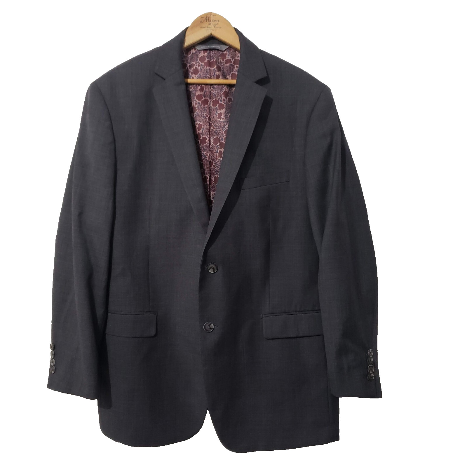 Perry Ellis Premium Slim Fit Charcoal Wool Blend Blazer Double-Vented 44R/38W
