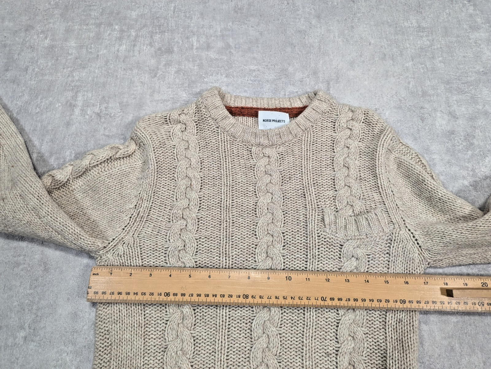 Norse Projects Jumper Womens S Wool Olaf Cable Knit Fisherman Preppy Sweater Top