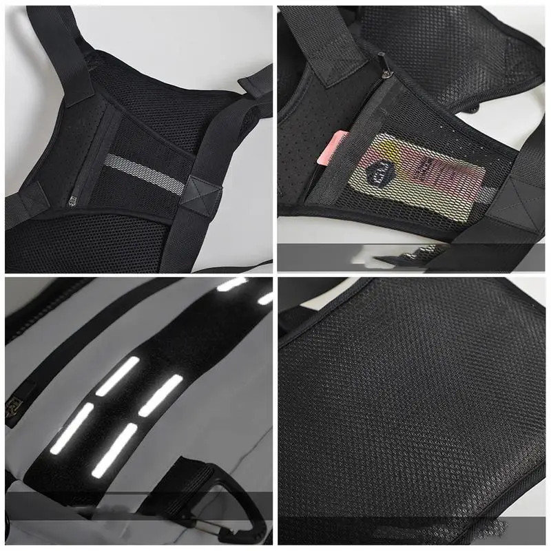 Adjustable Running Chest Bag Running Vest Bag Reflective Front Chest Pack with P