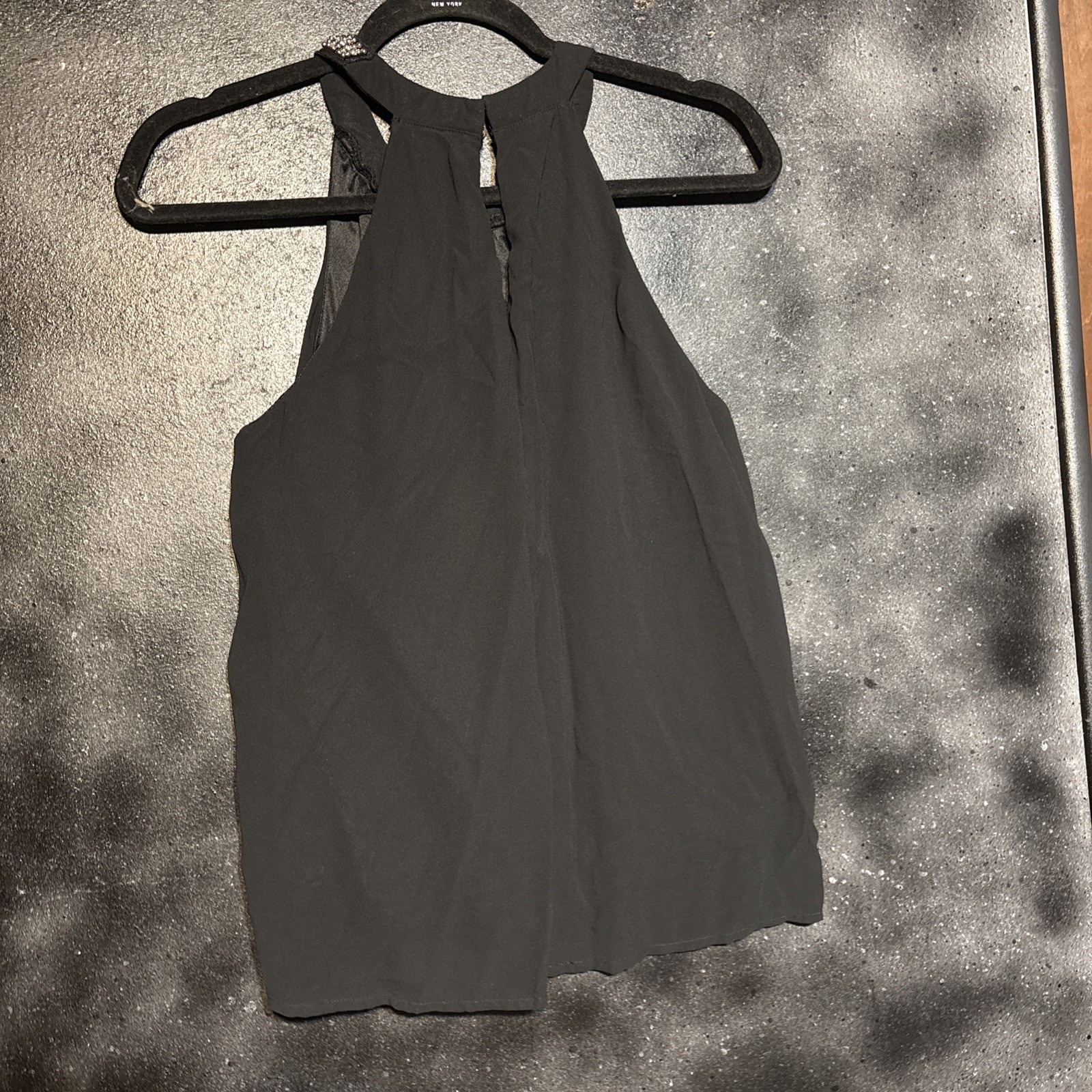 Black Sheer Tank Top Women’s Jrs Sz M Blouse Top Summer Bejeweled Neckline
