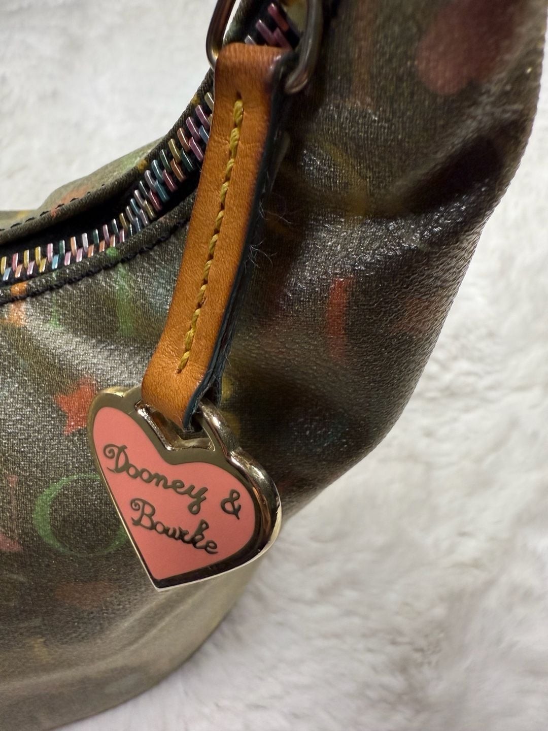Dooney & Bourke Y2K Rainbow Monogram Hobo Shoulder Bag with Heart Charm