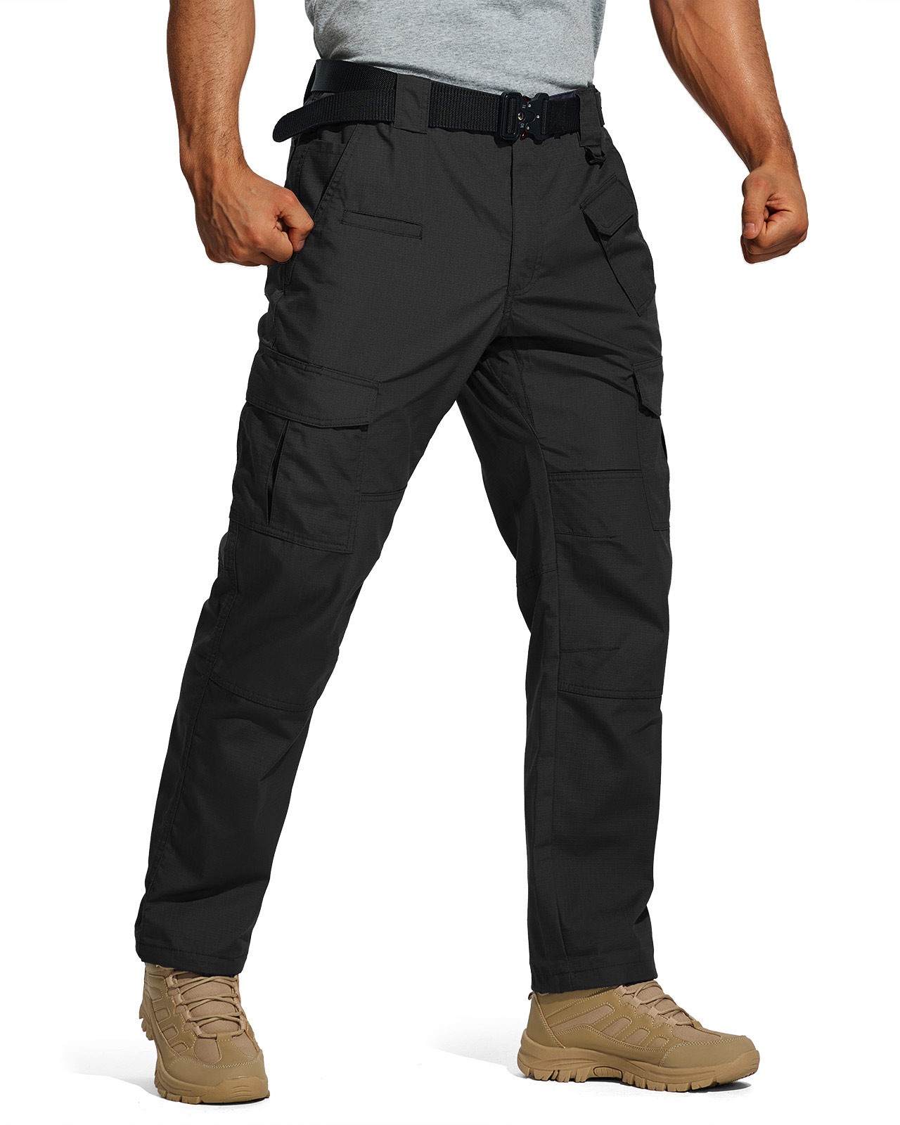 HISEA Men’s Ripstop Tactical Pants Water Resistant Work Cargo Pants 9 Pockets
