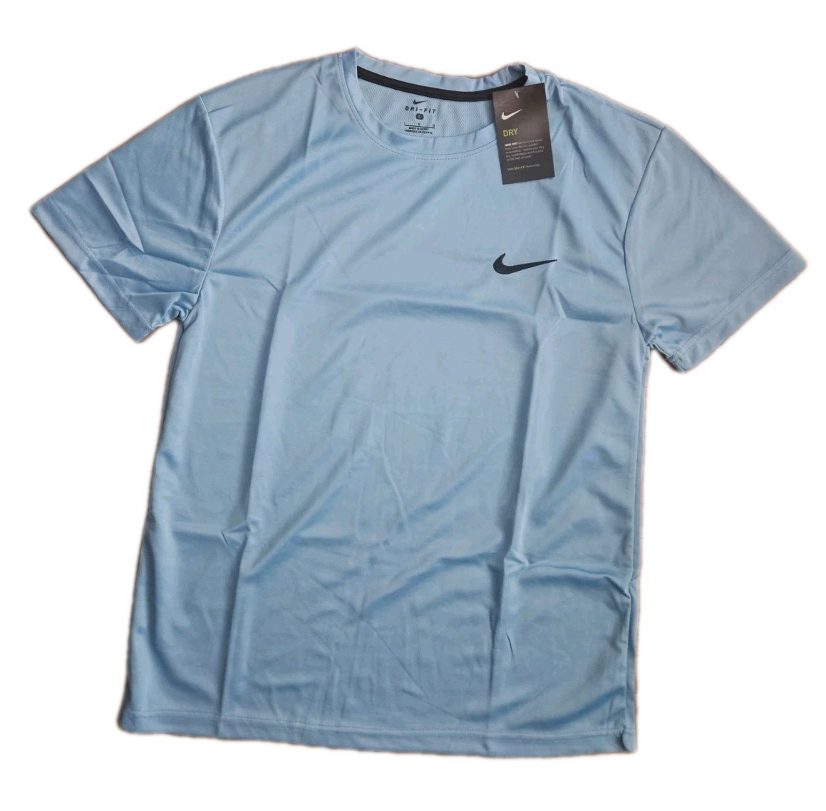 Nike Men’s T-Shirt Dri-Fit Crew Neck Sports Gym Football Shirt Top Tee Blue L.