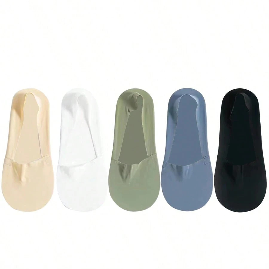 5Pairs Thin No Show Socks Low Cut Liner Non Slip Invisible Socks For Women