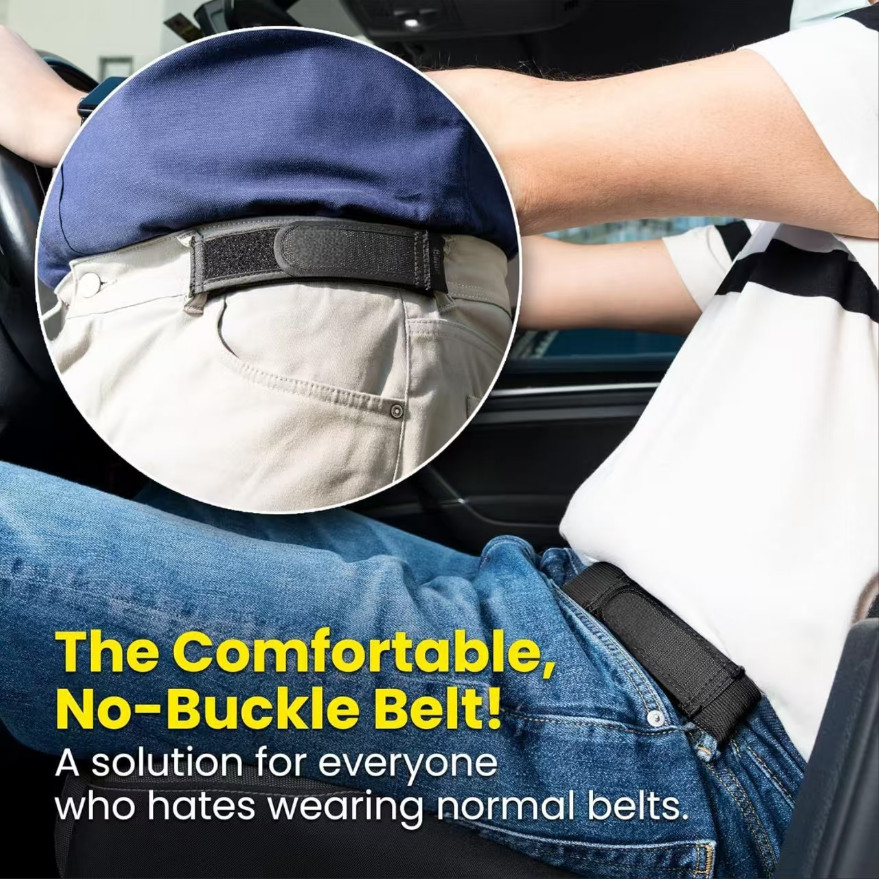 2PCS No Buckle Elastic Belt for Men Invisible Adjustable Stretch Waist Belt