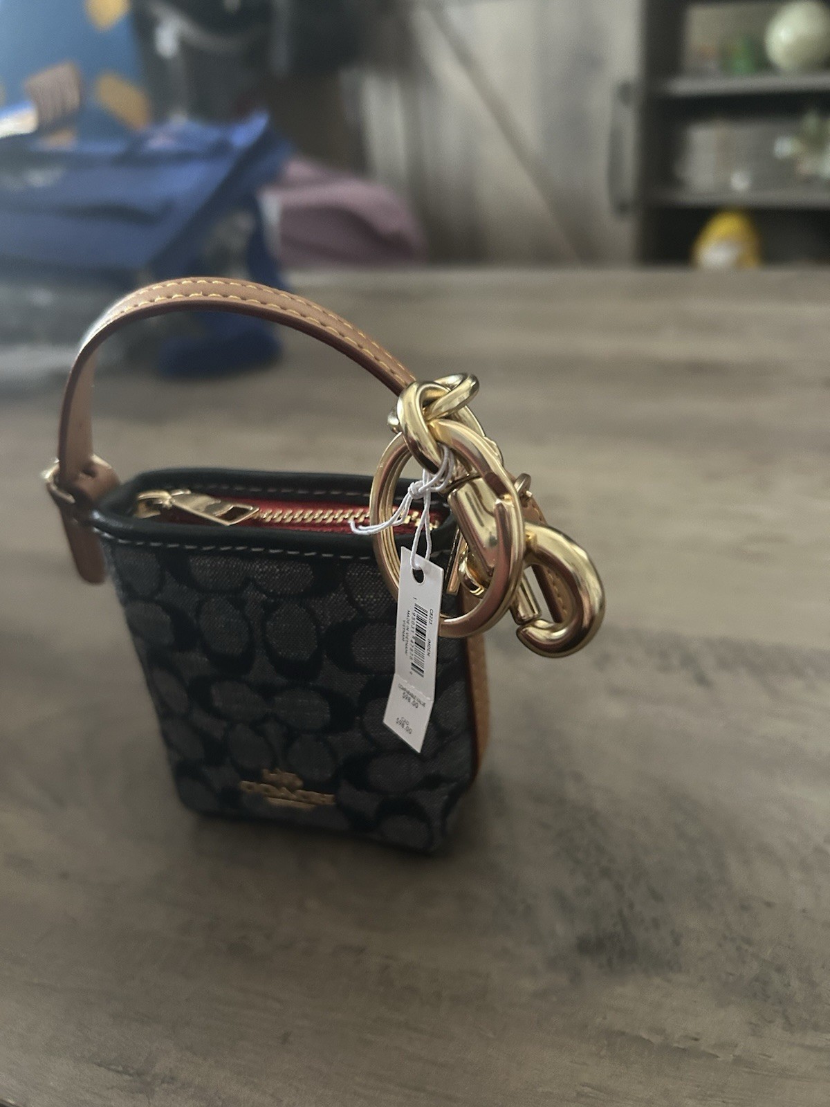 NWT Coach Mini Val Duffle Bag Charm In Signature Chambray C8223