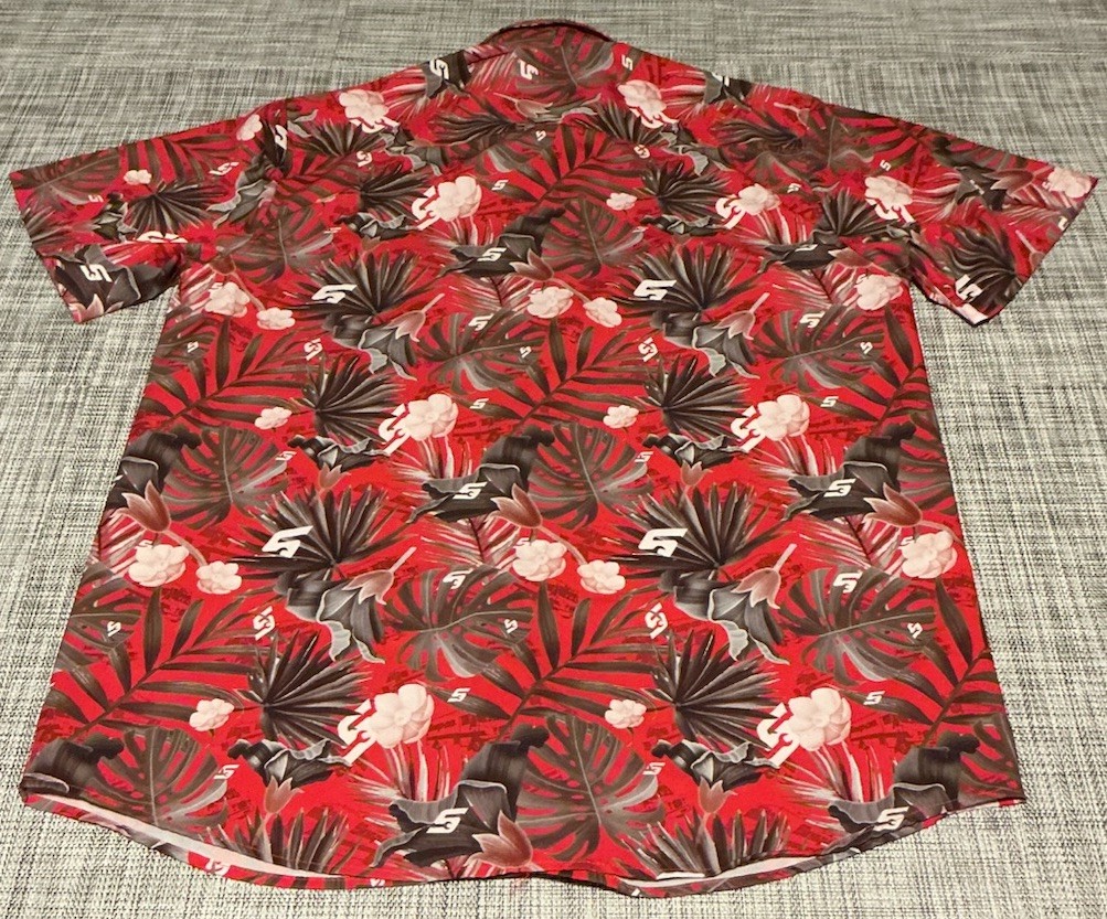 Snap-on Tools Dixxon Hawaiian Style Shirt Mens Red Short Sleeve Size Medium