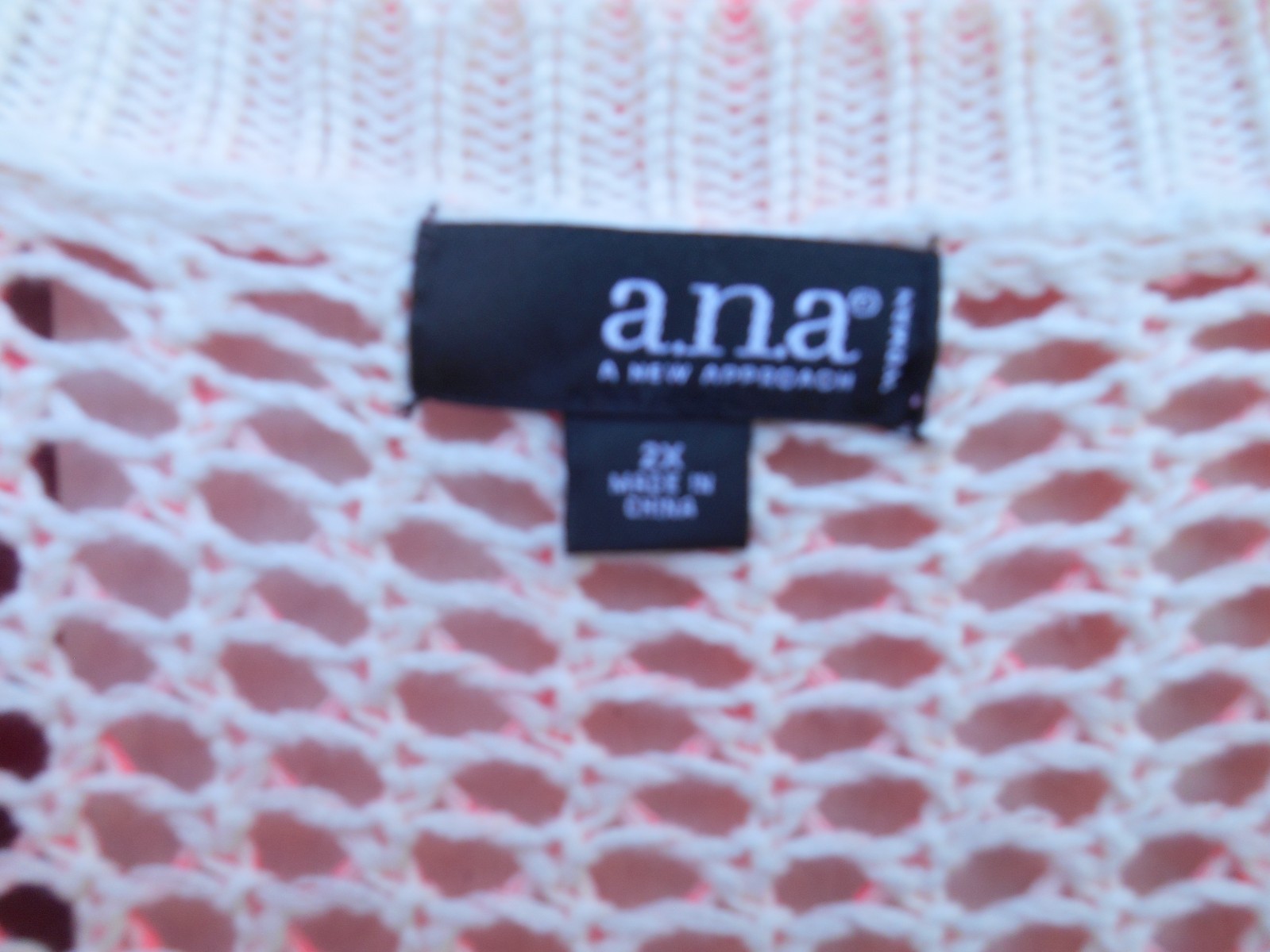 a.n.a. Size 2X Pink White Marled Long Sleeved Round Neck Cotton Blend Sweater