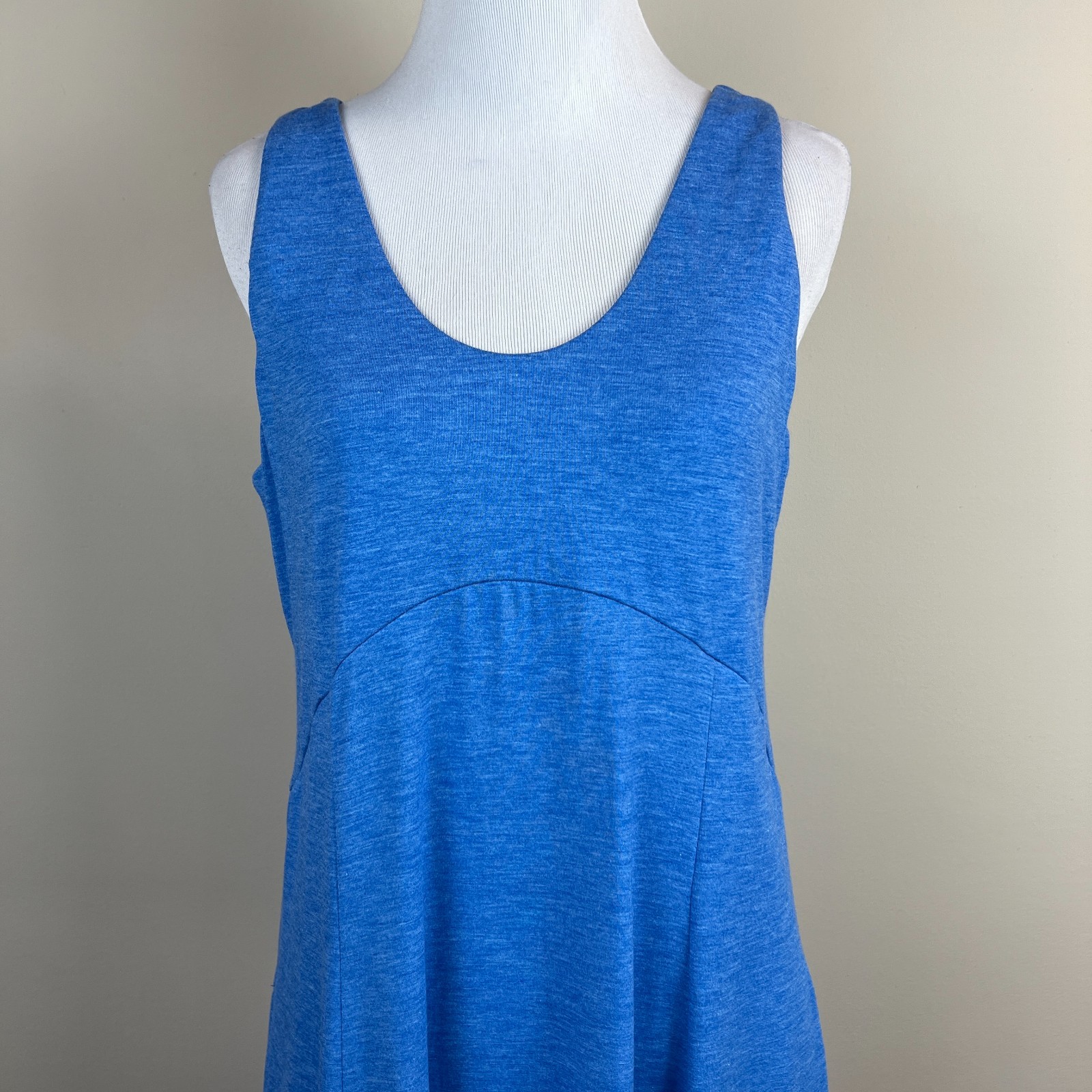 Halara Maxi Tank Dress Womens Medium Blue U Neck Split Slit Flowy Casual Summer