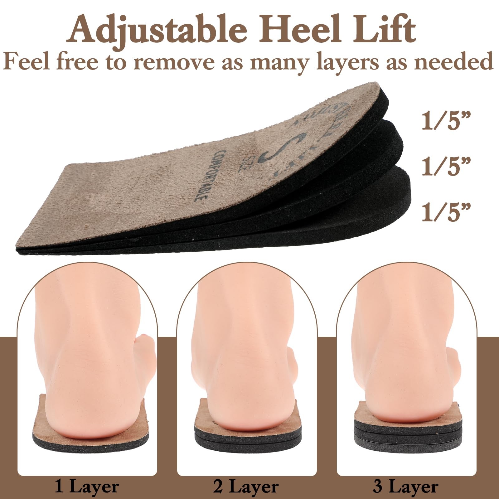 2 Pack Heel Lifts, Adjustable Heel Lifts for Leg Length Discrepancy, Women Ma…