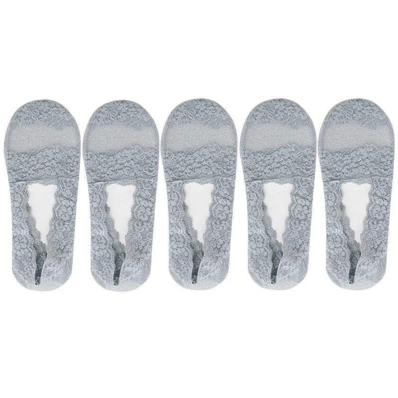 5 Pairs Socks Women’s Lace Invisible Short Ankle Foot Cotton White Low Cut Boat