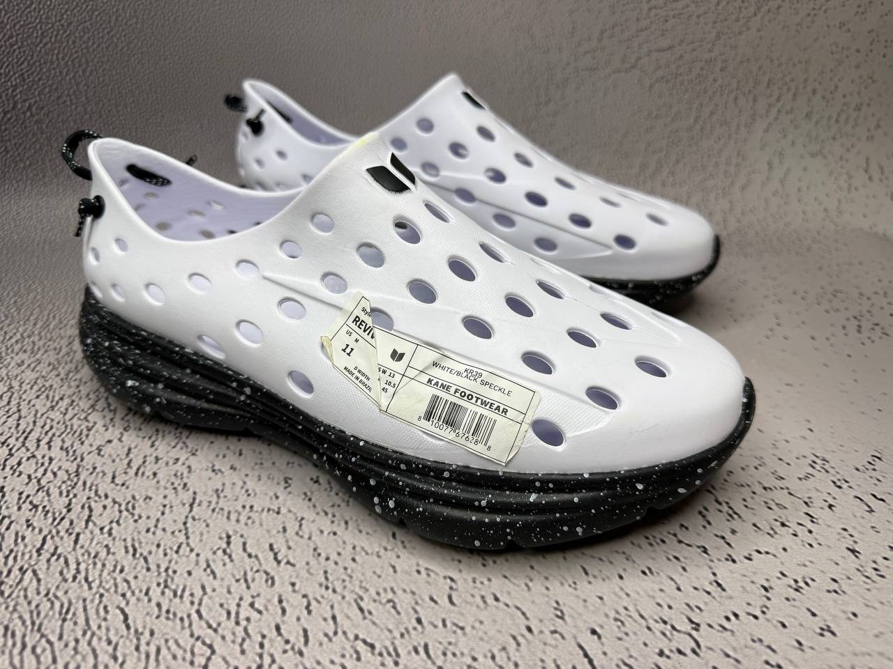 Kane Revive Shoes White Black Speckle Recovery Vented Rubber Slip US M 3 – M 16
