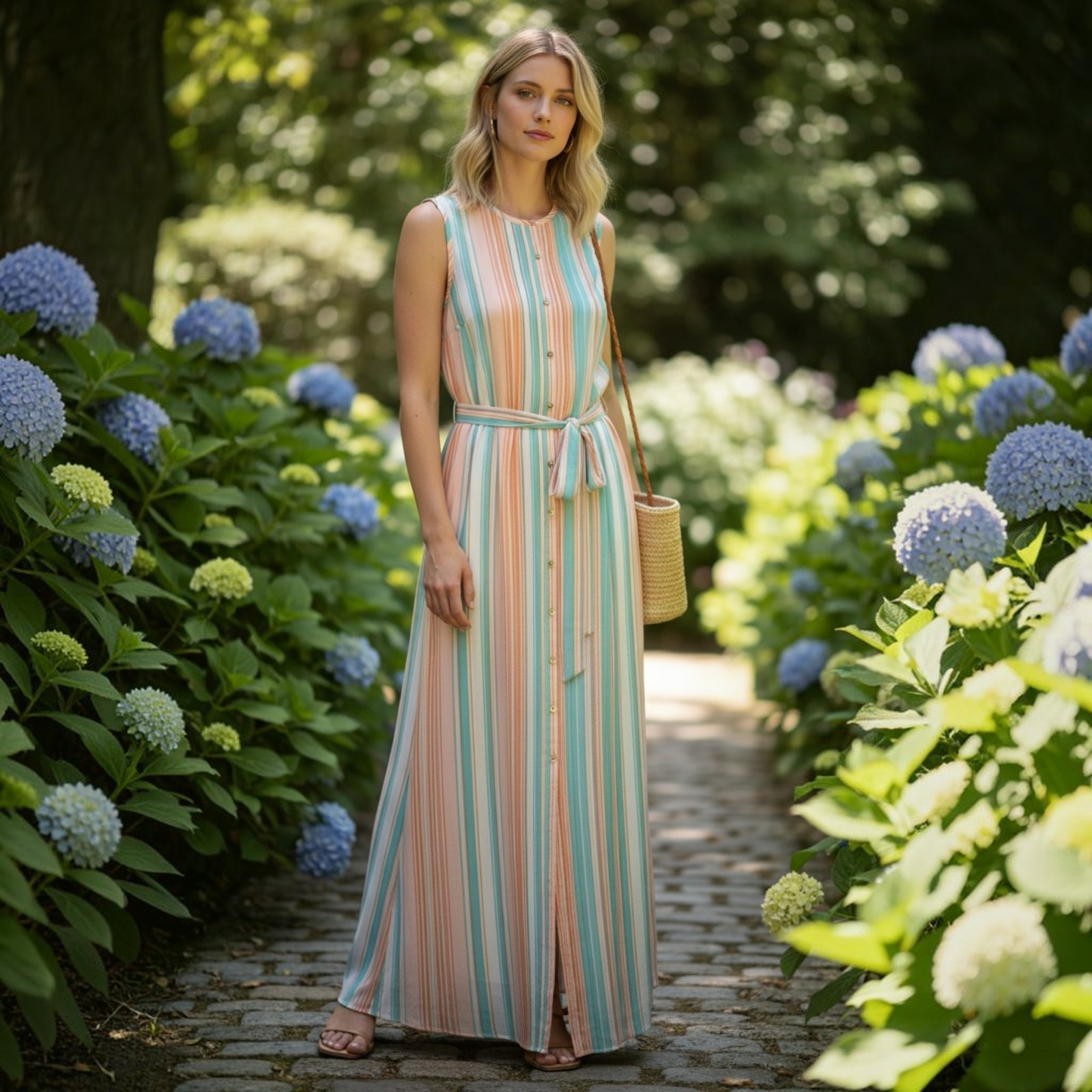 Ted Baker Dress 4 Womens Multicolor Long Maxi Sleeveless Crew Neck Silk Casual