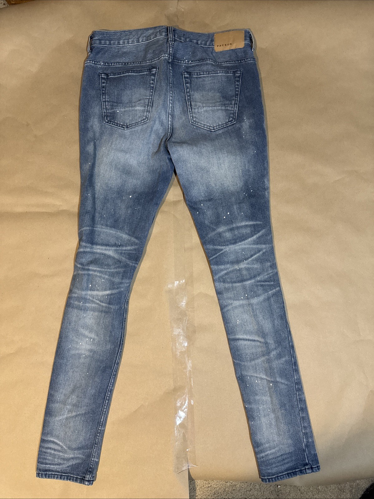 Pacsun Men’s Stacked Skinny Comfort Stretch Ripped Jeans 32×34 Blue Denim