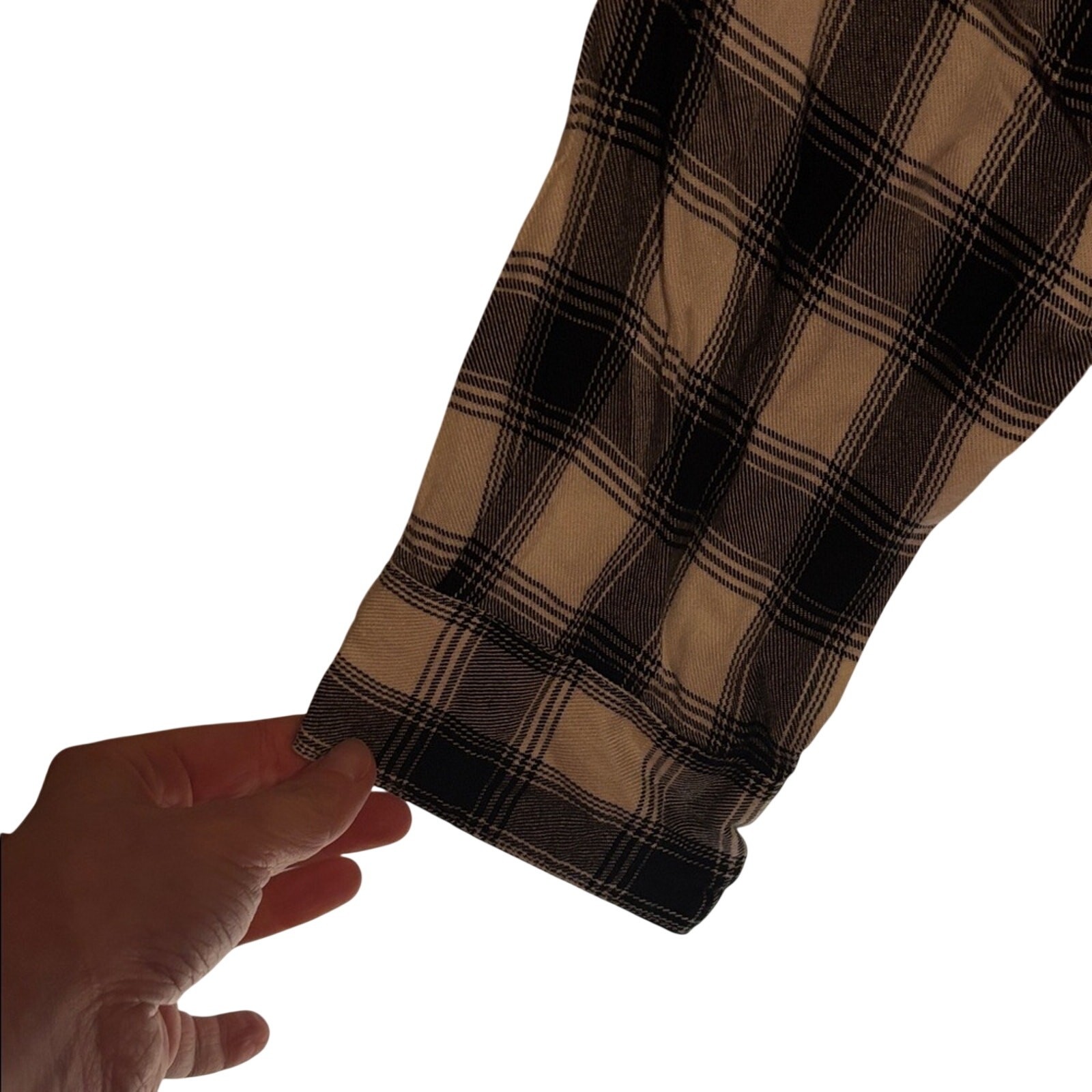 Isabel Maternity Plaid Button Down Shirt XXL Black White Flannel Top
