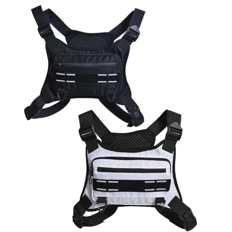 Adjustable Running Chest Bag Running Vest Bag Reflective Front Chest Pack with P
