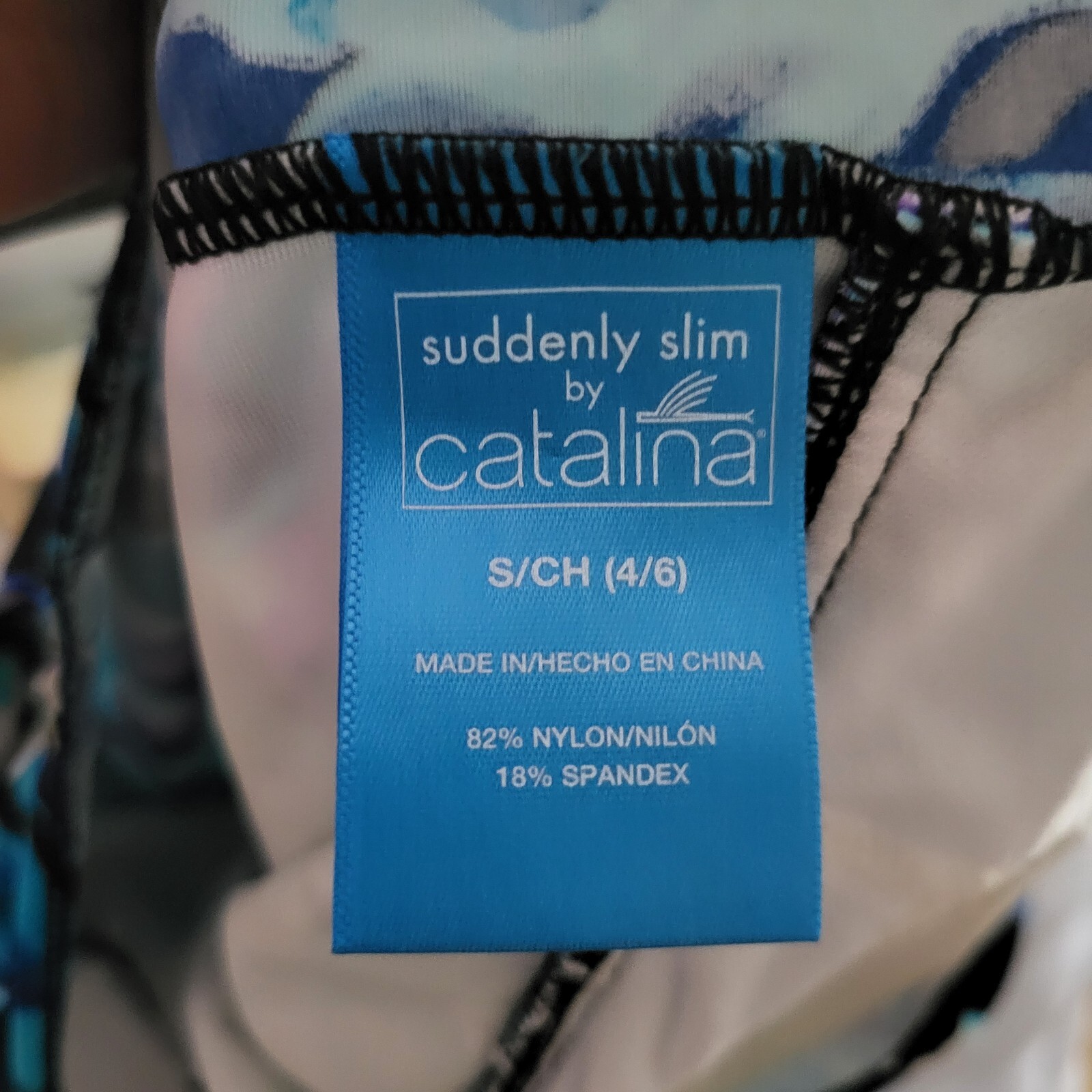 Suddenly Slim By Catalina 1-Pc Swimsuit Blue Floral Women’s Small 4-6