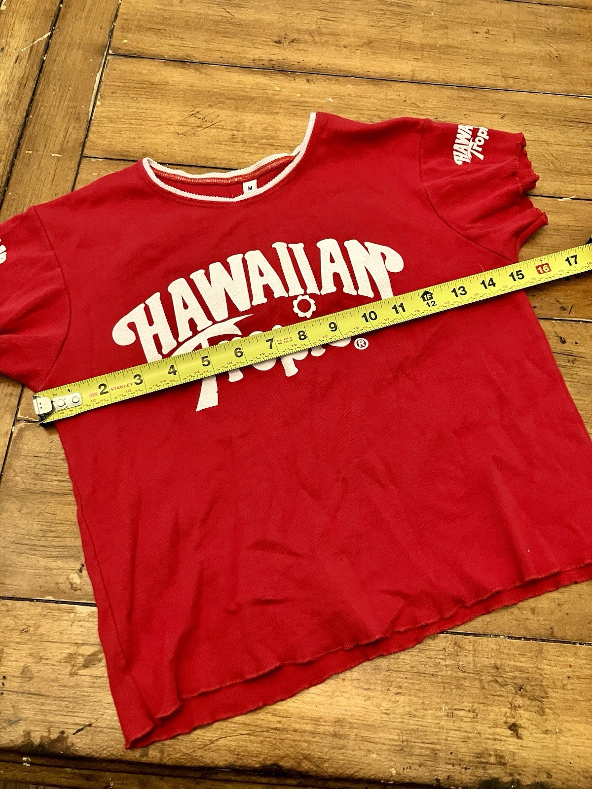 RARE VTG 70’s/ 80s Red Hawaiian Tropic Tanning Lotions Oils Logo Crop Top Shirt