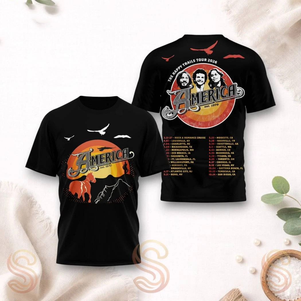 America The Happy Trails Tour 2026 3D T-Shirt All Sizes BO2939