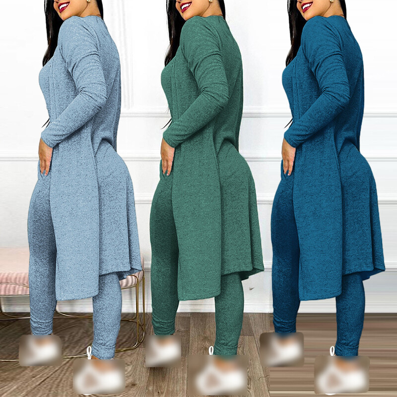 Women Outfit U-Neck 2 Pcs Sleeveless Skinny Jumpsuit & Long Sleeve Coat Cardigan