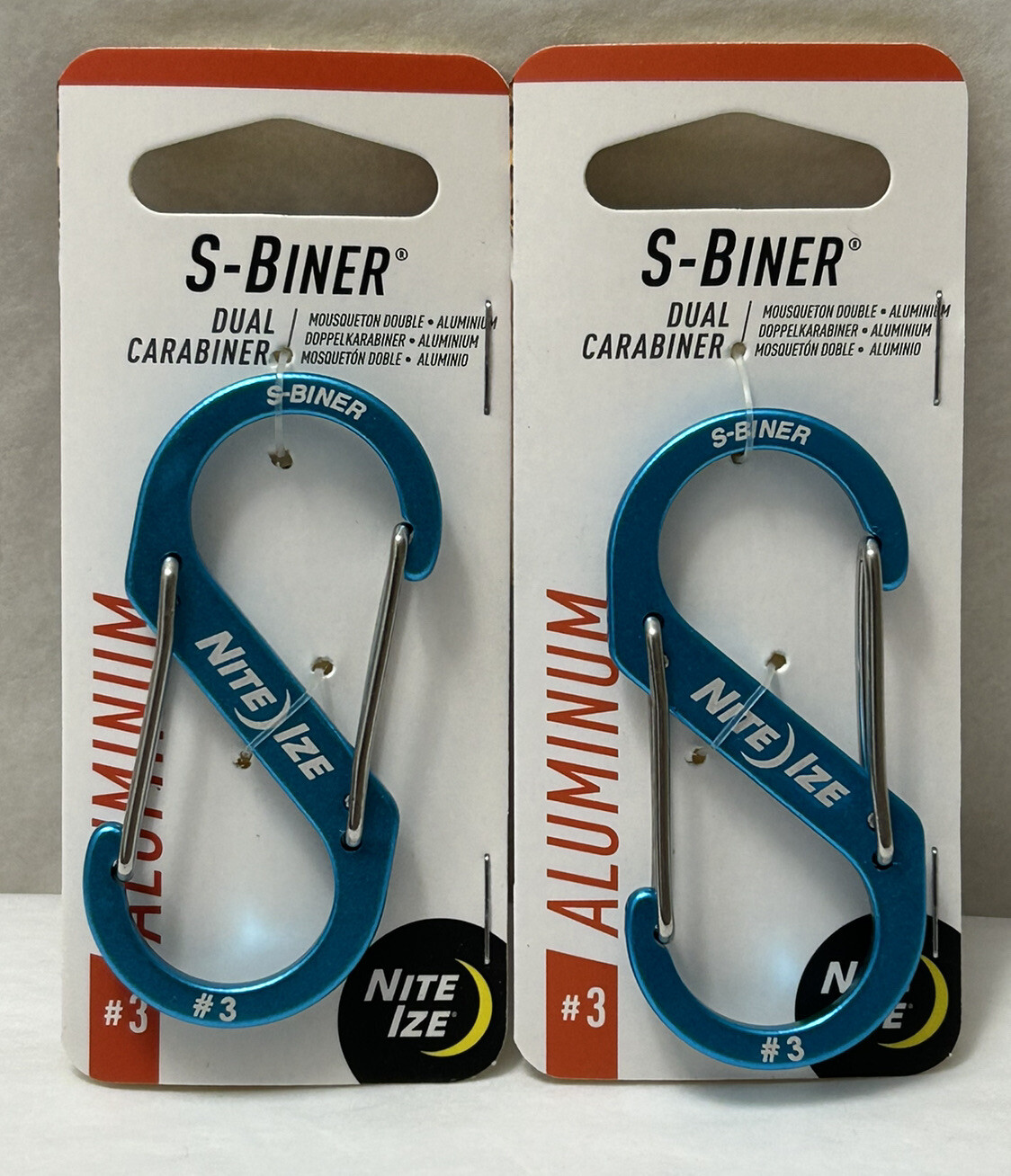 New Nite Ize S-Biner Aluminum Dual Carabiner #3 – Blue 2-PACK. (D9)