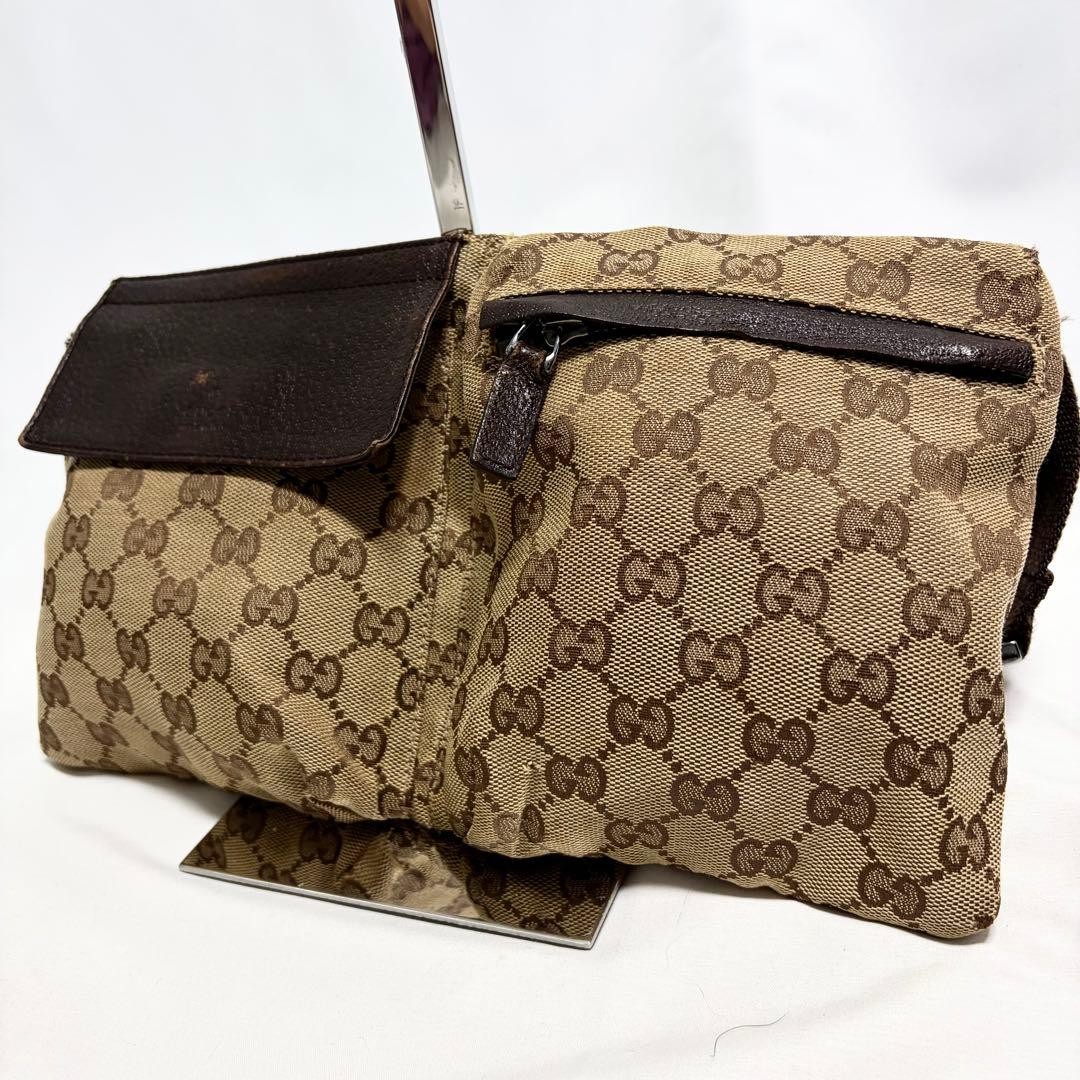 Gucci GG canvas logo embossed shoulder bag 28566 multifunctional brown