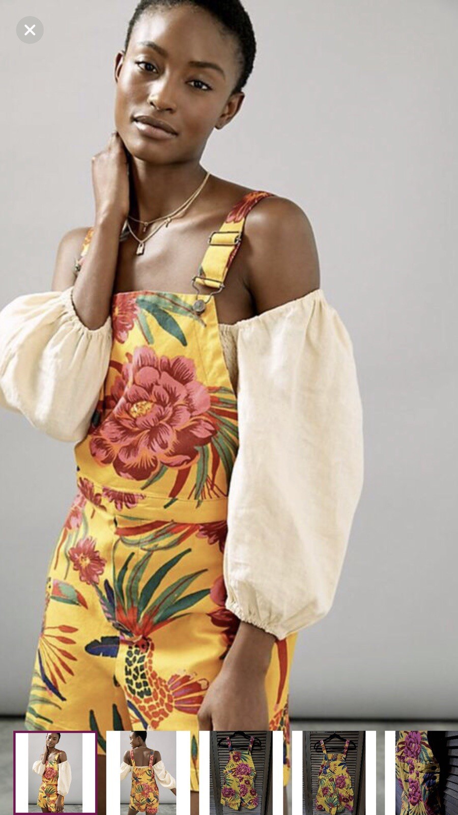 Farm Rio Yellow Tropical Overalls Small