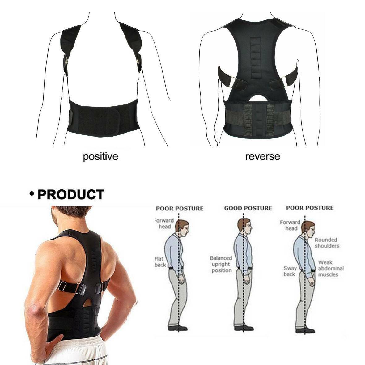 Fajas Ortopedicas Para Hombres Faja Correctora De Postura La Espalda Talla S-4XL