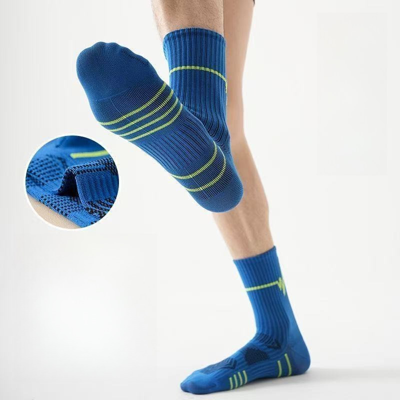 5Pairs Running Compression Socks for Men Crew Socks with Cushion Sport socks