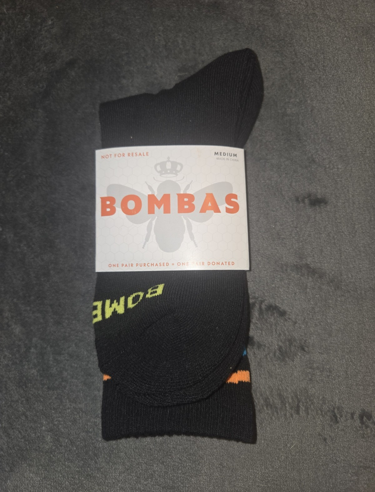 Bombas M Crew Socks Arch Support Black Striped 1 Pair