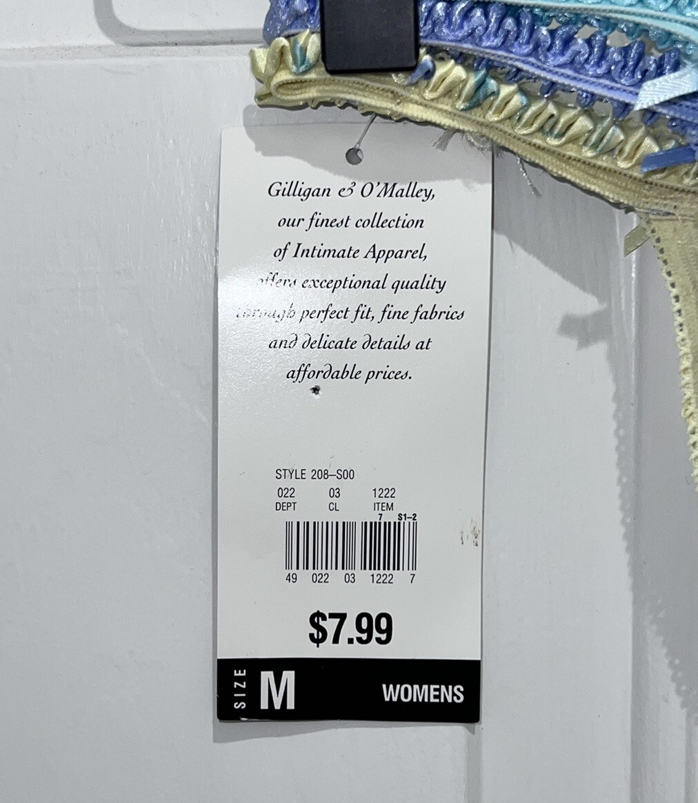 VTG Gilligan & O’Malley Satin Thongs 3 Pack M 6 Yellow Floral Purple Teal Sexy