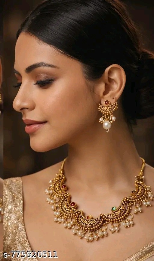 Indian Bollywood Gold Plated Kundan Choker Bridal Necklace Earrings Jewelry Set