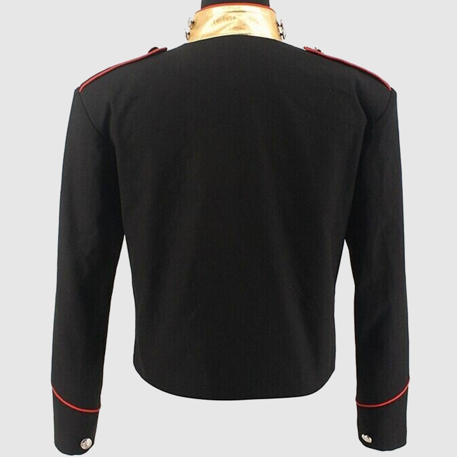 New Red Trimming Michael Jackson Military Black Men Wool Jacket Fast Shipping