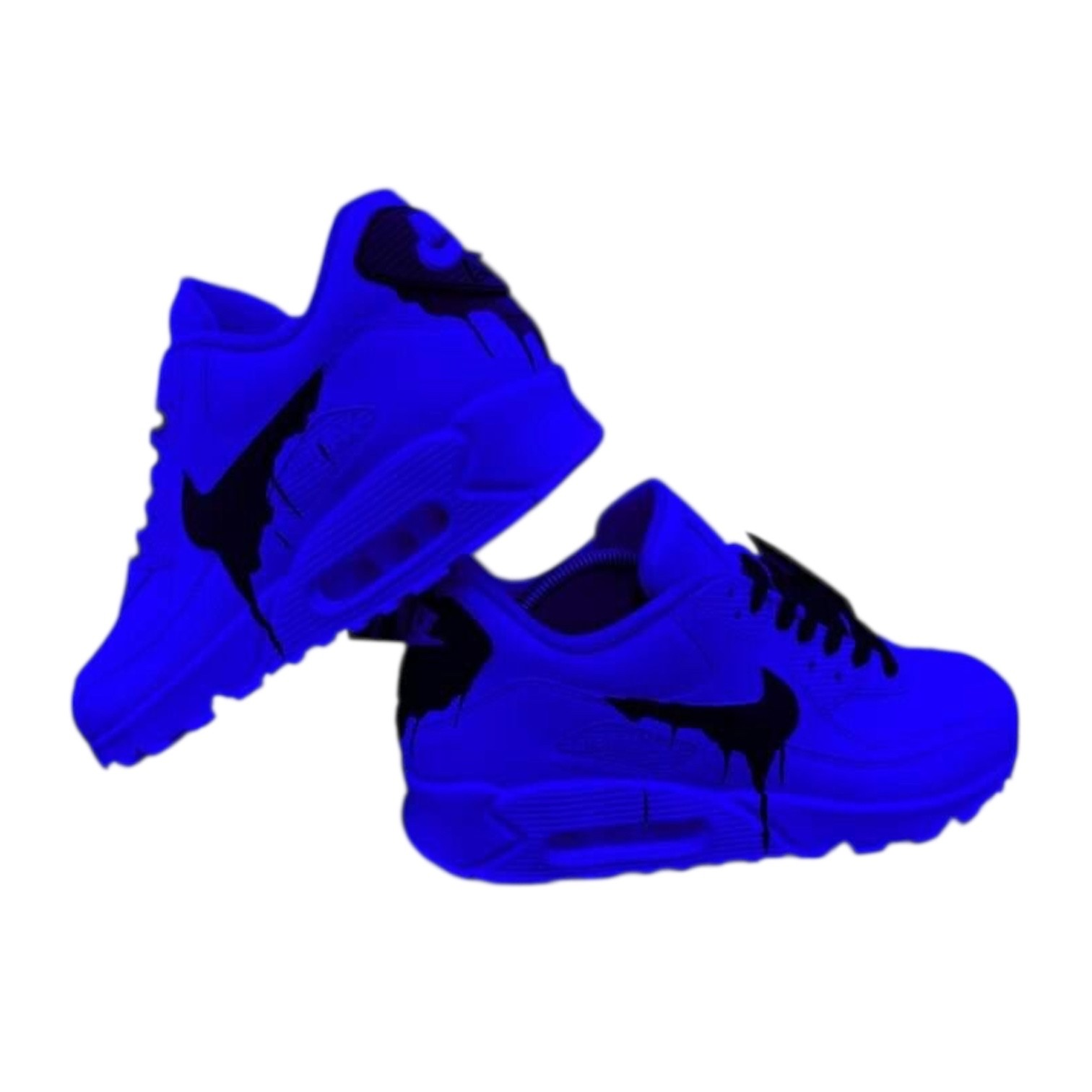 Custom Nike Air Max 90 – Blue Black Drip – Hand-Painted – Dripped Nike Shoes