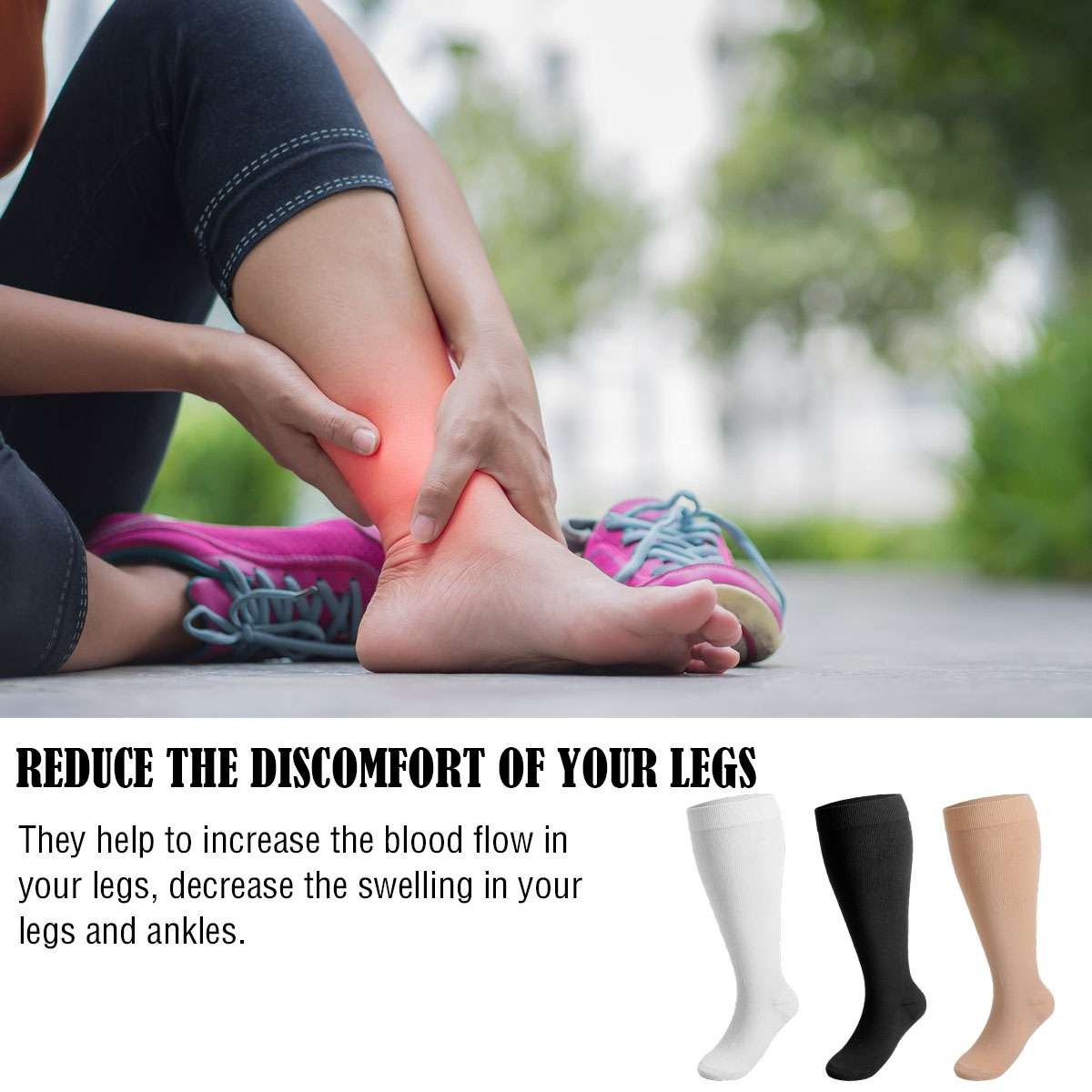 Plus Compression Socks 20-30 mmHg Medical Knee High Women Men Circulation S-4XL