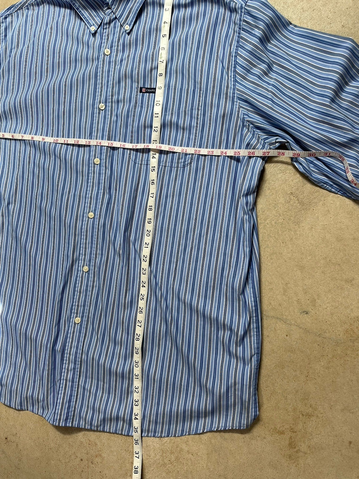 Chaps Easy Care Button Down Shirt Men’s 2XT Blue Striped Long Sleeve Cotton