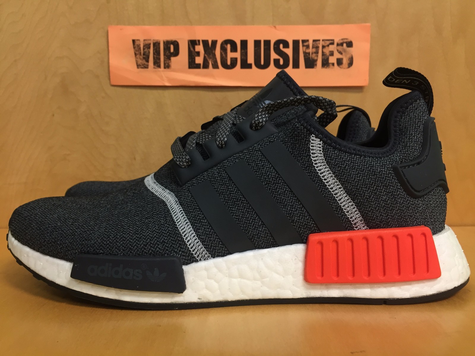 Adidas NMD R1 Runner Charcoal Grey Orange 3M Mesh Nomad S31510