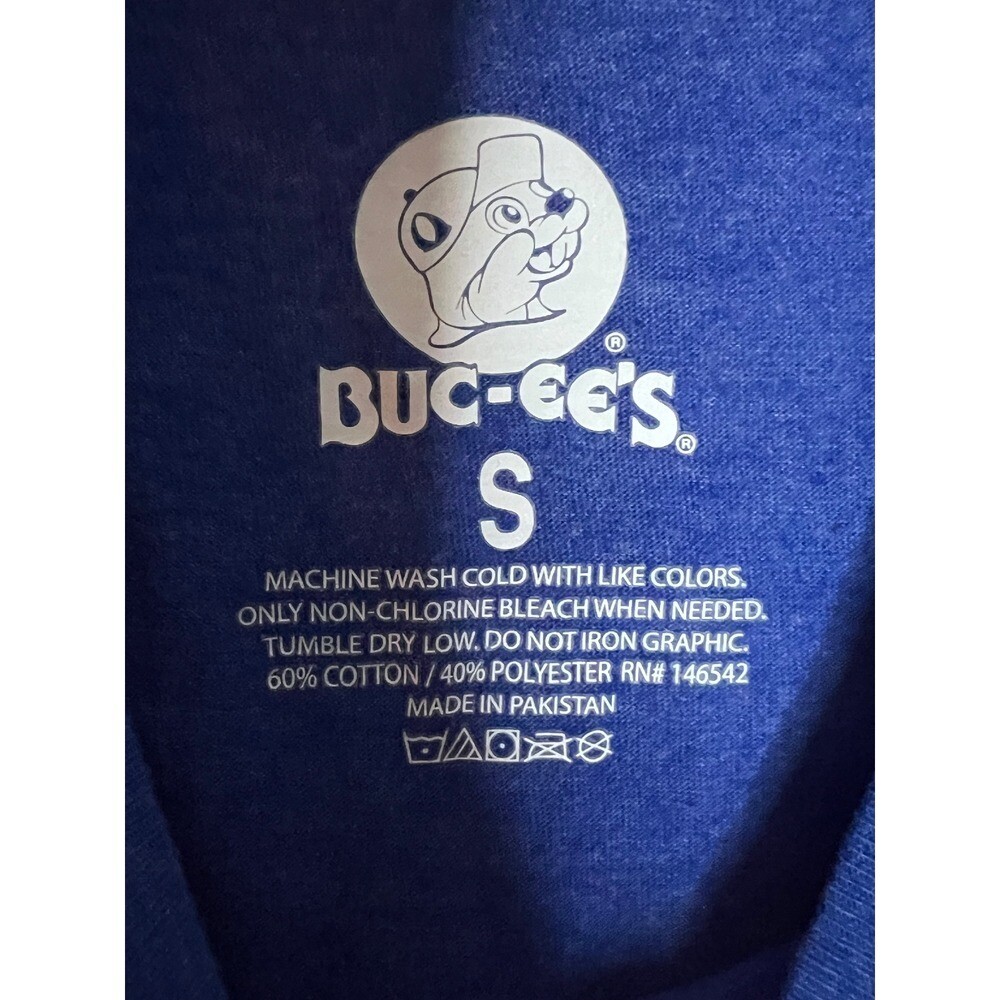 Buc-ee’s Graphic T-Shirt Retro Style Beaver Logo Blue Size S