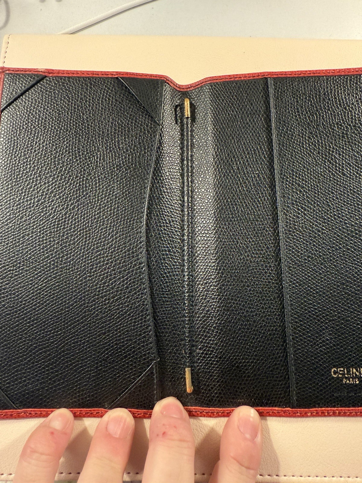 CELINE RED LEATHER PASSPORT PORTFOLIO/COA INCLUDED/PRELOVED!!