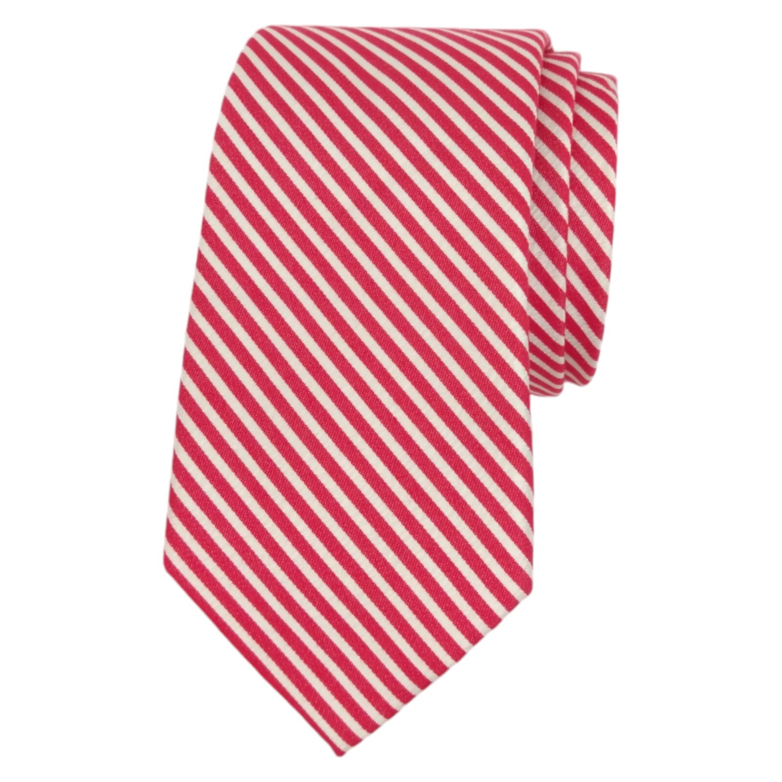 1901 Nordstrom Mens Silk Tie 2.5 Slim Red White Stripe Summer Wedding Necktie