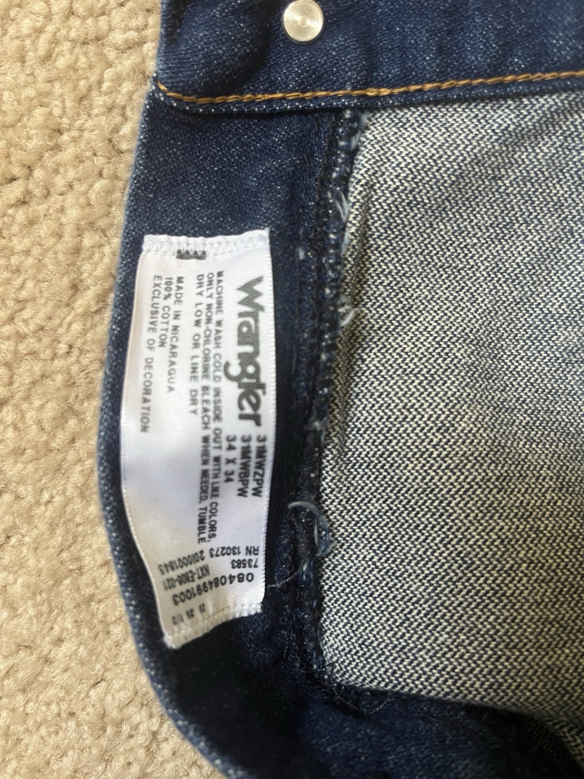 Wrangler Men’s Regular Straight Fit Jeans 34×34 Dark Wash NWOT