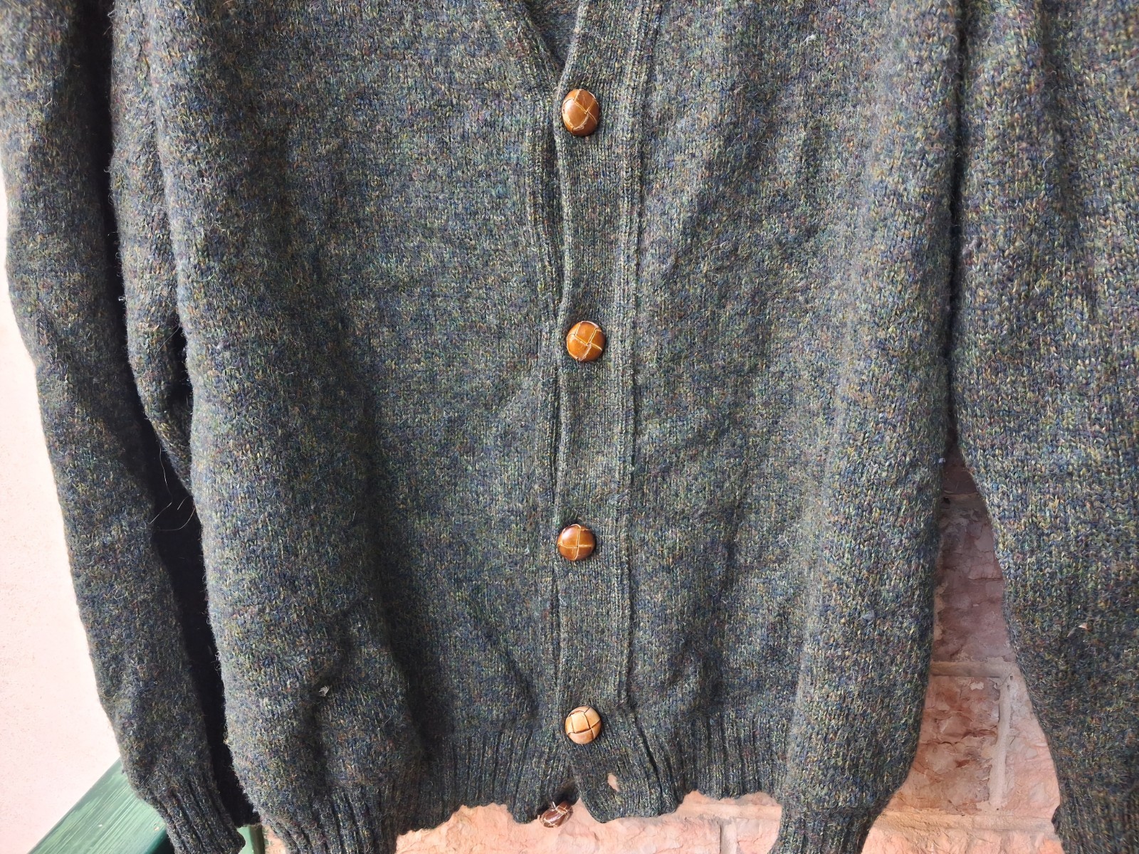 1980s Camel Cardigan Sweater. Large XL. Double wool, men’s. Vintage Made Ita
