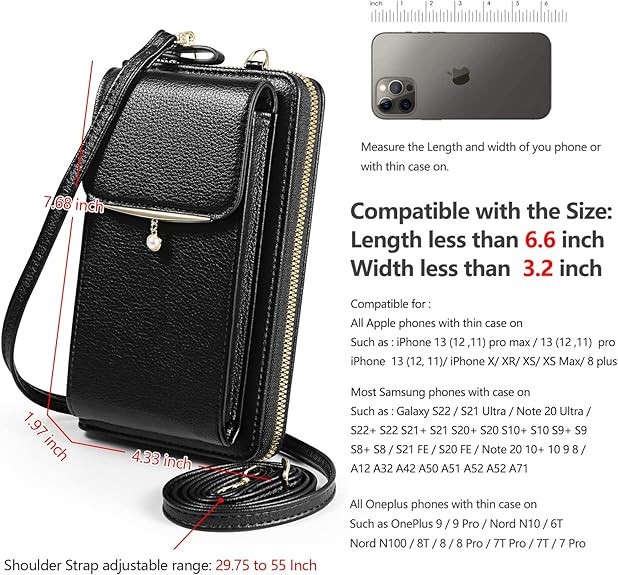 Cell Phone Purse Crossbody Bag with Card Slots for Women Compatible