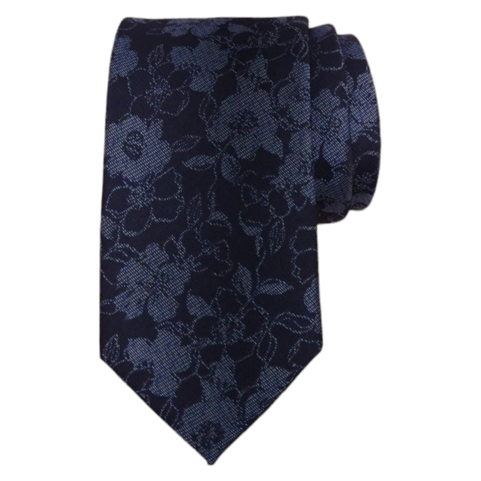 1670 Mens Slim Tie 2.5 Navy Blue Woven Floral Dress Summer Fashion Necktie