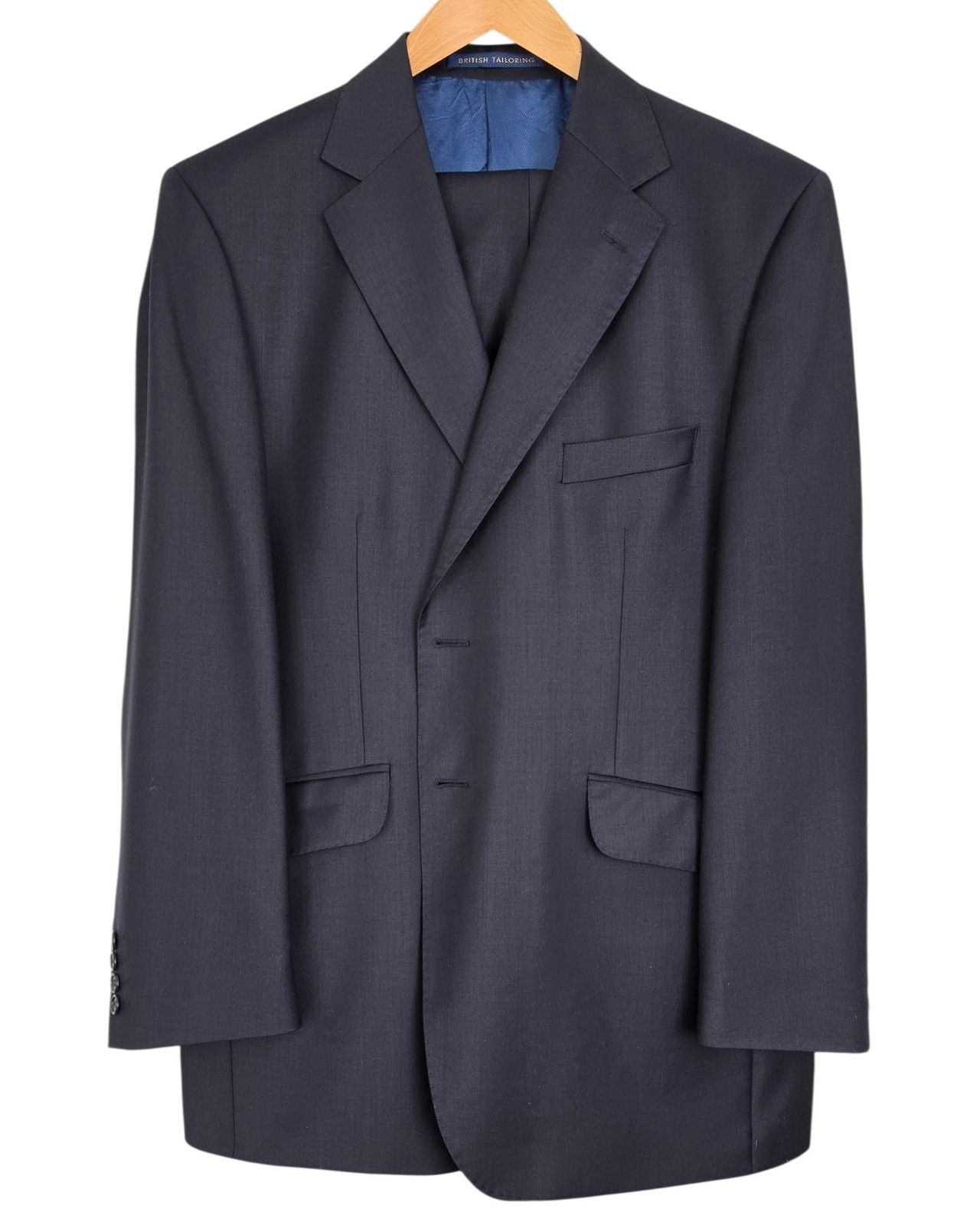 Marks & Spencer Sartorial Suit 44R 38×31 Navy Pure New Wool British Tailoring